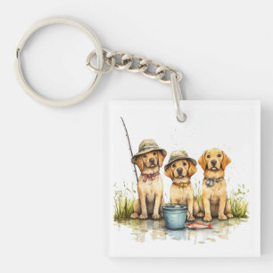 Labrador Retriever Hunde beim Angeln Schlüsselanhänger