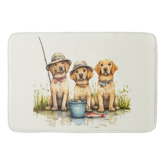 Labrador Retriever Hunde Fischen Badematte (Vorderseite)