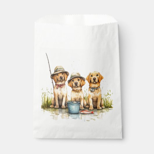 Labrador Retriever Hunde Fischen Geschenktütchen (Vorderseite)