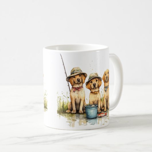Labrador Retriever Hunde Fischen Kaffeetasse (VorderseiteRechts)