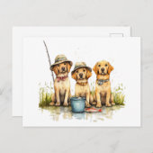 Labrador Retriever Hunde Fischen Postkarte (Vorne/Hinten)