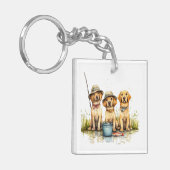 Labrador Retriever Hunde Fischen Schlüsselanhänger (Vorderseite links)