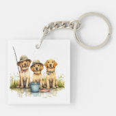 Labrador Retriever Hunde Fischen Schlüsselanhänger (Rückseite)