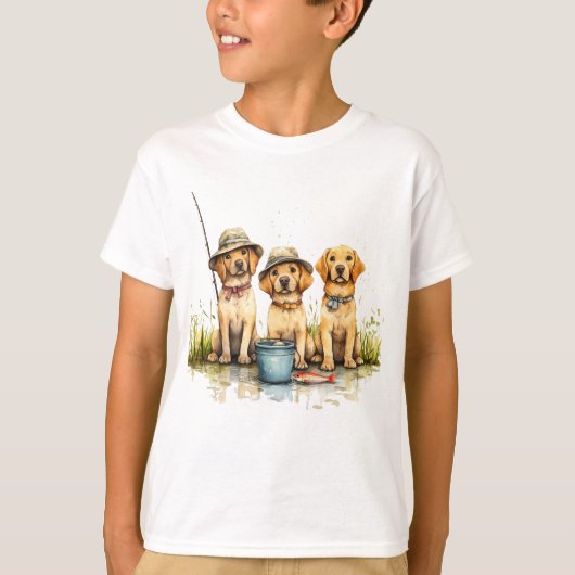 Labrador Retriever Hunde Fischen T-Shirt (Vorderseite)