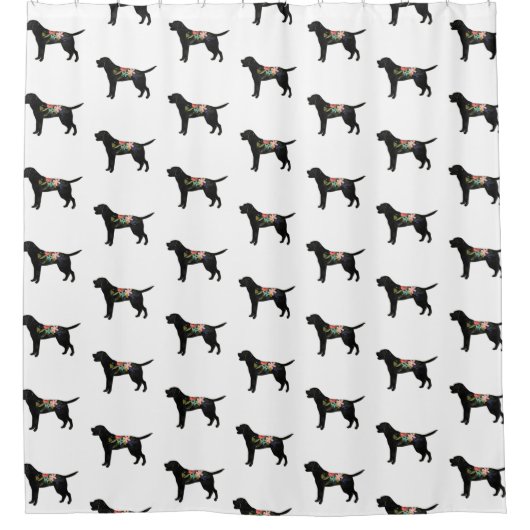 Labrador Retriever Hunde Rasse Bohemisch Floral Duschvorhang (Vorderseite)