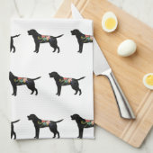 Labrador Retriever Hunde Rasse Bohemisch Floral Geschirrtuch (Viertel Falte)