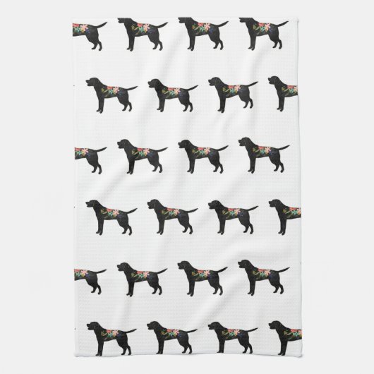 Labrador Retriever Hunde Rasse Bohemisch Floral Geschirrtuch (Vertikal)
