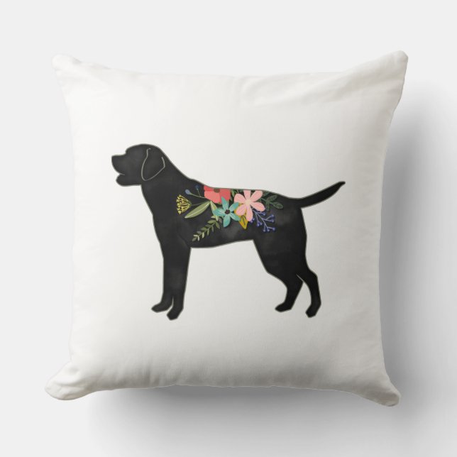 Labrador Retriever Hunde Rasse Bohemisch Floral Kissen (Vorderseite)