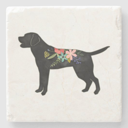 Labrador Retriever Hunde Rasse Bohemisch Floral Steinuntersetzer (Vorderseite)