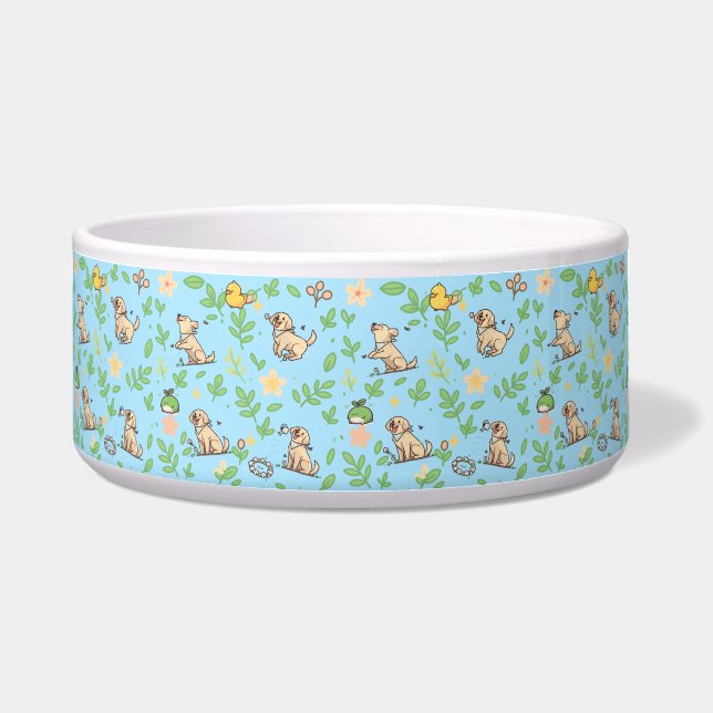Labrador Retriever Hunde-Schüssel Frühlingsflorale Napf (Vorderseite)