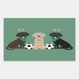 Labrador Retriever Hunde spielen Fußball Rechteckiger Aufkleber