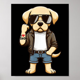 Labrador Retriever I Liebe Vater Funny Dog Tattoo Poster
