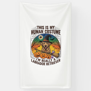 Labrador Retriever im Menschenkostüm Halloween Hex Banner