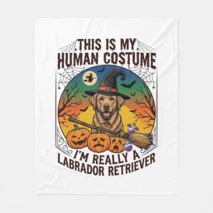 Labrador Retriever im Menschenkostüm Halloween Hex Fleecedecke