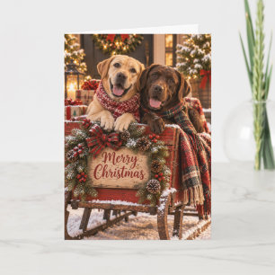 Labrador Retriever im Weihnachtsschlitten Karte