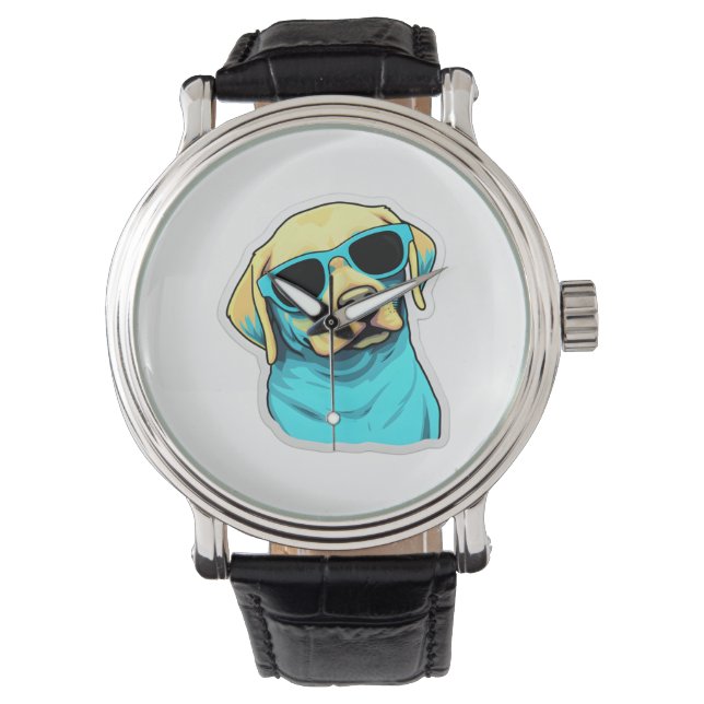 Labrador Retriever in Cooler Sonnenbrille Classic  Armbanduhr (Vorderseite)
