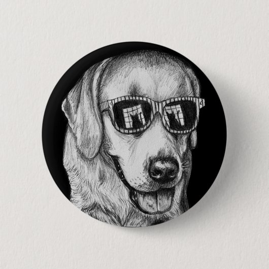 Labrador retriever in den Schatten mit Button (Vorderseite)