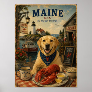 Labrador Retriever in Maine Vintage Reiseposter Poster