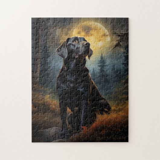 Labrador Retriever in mondbeleuchteter Nacht Puzzle (Vertikal)