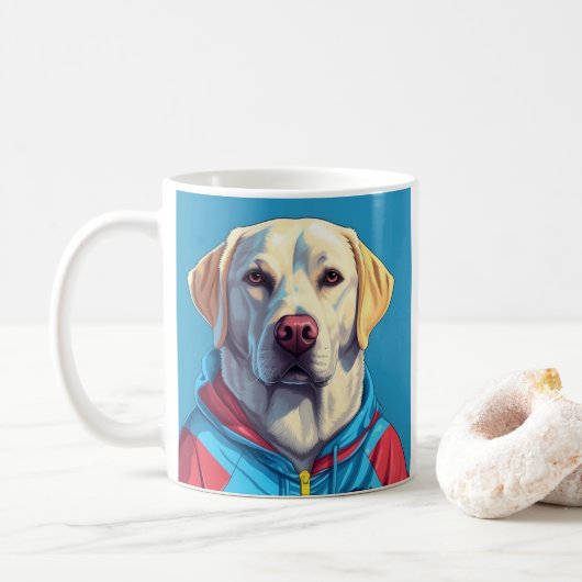 Labrador Retriever in Track-Anzug-Kaffee-Tasse Kaffeetasse (Mit Donut)