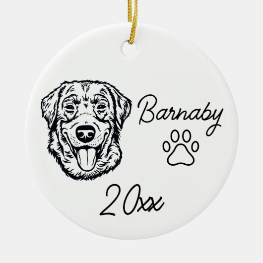 Labrador Retriever Individuelle Name & Year Line A Keramik Ornament (Vorne)