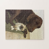 Labrador Retriever Kitten Buddy Best Friends Puzzle (Horizontal)
