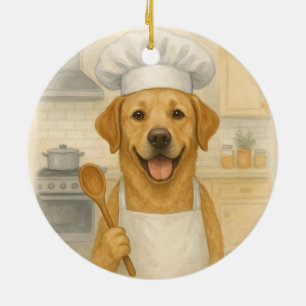 Labrador Retriever Koch Lustige Hausmannskost Keramik Ornament