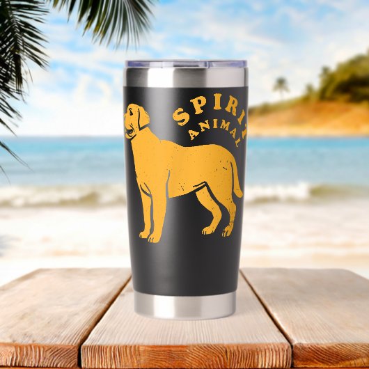 Labrador Retriever Krafttier Lustiger Labrador Thermobecher (Strand (gedreht))