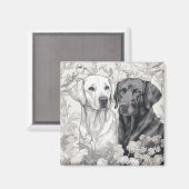 Labrador Retriever Magnet - Zwei Hunde (Vorderseite/Rückseite)