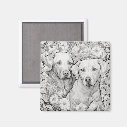 Labrador Retriever Magnet - Zwei Hunde (Vorderseite/Rückseite)