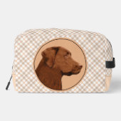 Labrador Retriever Malerei Schokolade Labrador Hun Waschbeutel (Rückseite)