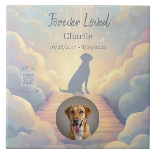 Labrador Retriever Memorial Ceramic Tile Rainbow Fliese (Vorderseite)