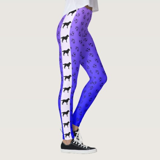 Labrador Retriever mit Hearts Blue Lila Ombre Leggings (Rechts)