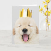 Labrador retriever MIT KRONE gefalteter Gruß-Karte Karte (Gelbe Blume)