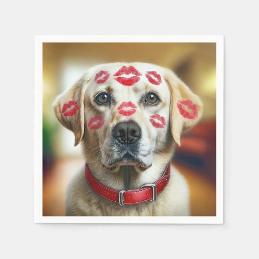 Labrador Retriever mit Lipstick Kisses Serviette (Vorderseite)