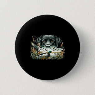 Labrador Retriever mit Mallard Encks Jagdente Button