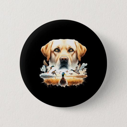 Labrador Retriever mit Mallard Encks Jagdente Button (Vorderseite)