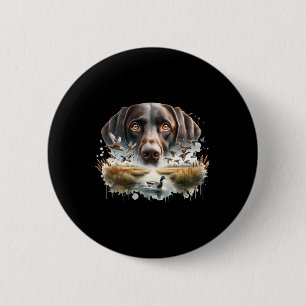 Labrador Retriever mit Mallard Encks Jagdente Button