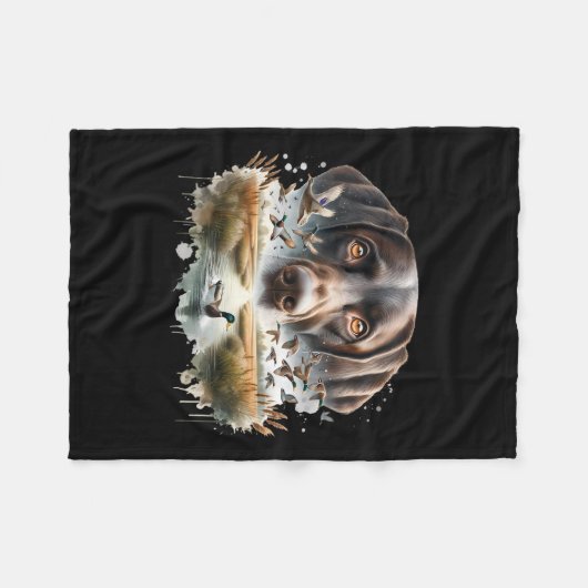 Labrador Retriever mit Mallard Encks Jagdente Fleecedecke (Vorderseite (Horizontal))