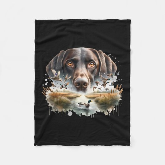 Labrador Retriever mit Mallard Encks Jagdente Fleecedecke (Vorderseite)