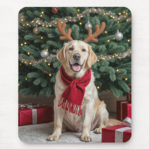 Labrador Retriever mit Rentier Antler Mousepad