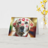 Labrador Retriever mit Valentine Kisses Karte (Gelbe Blume)