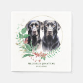 Labrador Retriever Moderne Botanische Blumenhochze Serviette (Vorderseite)