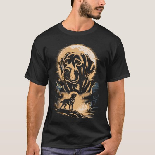 Labrador Retriever Mondlicht Wasserfall T-Shirt (Vorderseite)