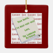 Labrador Retriever Naughty oder Nice Schlüsselanhä Keramikornament (Rückseite)