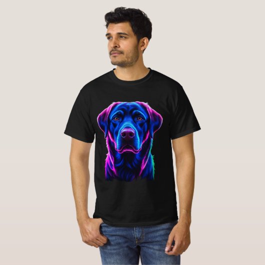 Labrador Retriever Neon Color Portrait T-Shirt (Vorne ganz)