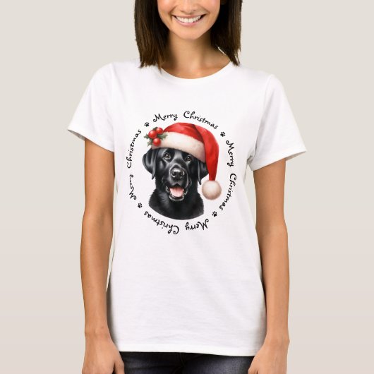 Labrador Retriever Niedlich Santa Dog Familienweih T-Shirt (Vorderseite)