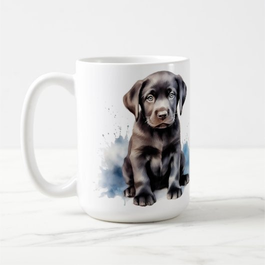 Labrador Retriever Niedlicher Welpe Wasserfarbhund Kaffeetasse (Links)