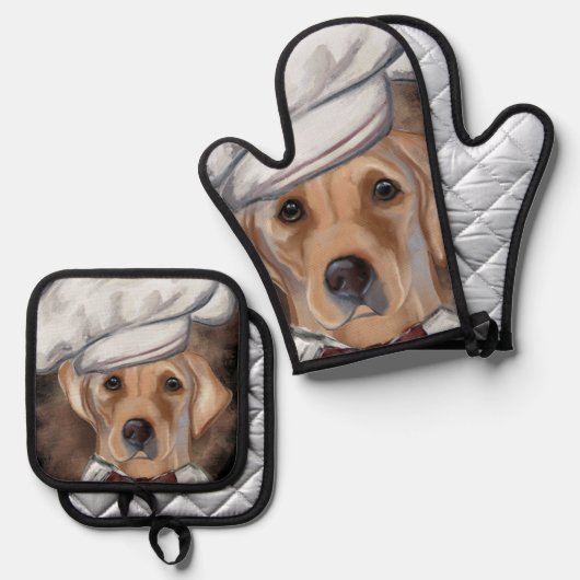 Labrador Retriever Ofenhandschuh & Topflappen-Set (Vorderseite/Rückseite)