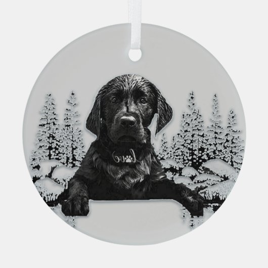 Labrador Retriever Ornament Aus Glas (Rückseite)